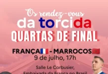 Embaixada da França convida público para acompanhar jogo contra o Marrocos